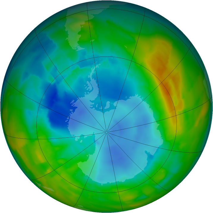 Antarctic ozone map for 12 August 2012